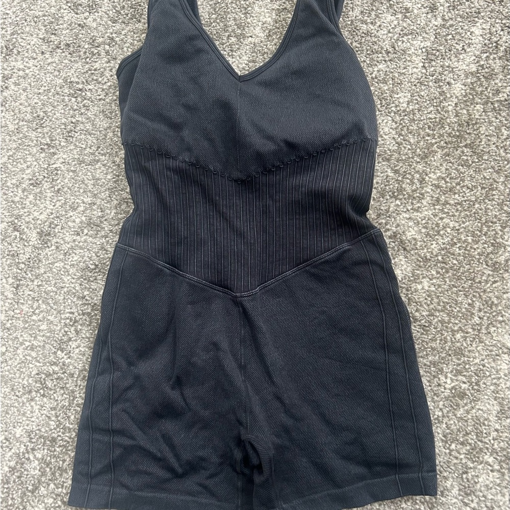 JoyLab Black Textured Ribbed One-Piece Tank Romper